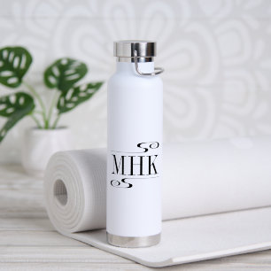 Simple Swirls Monogram Initials Water Bottle