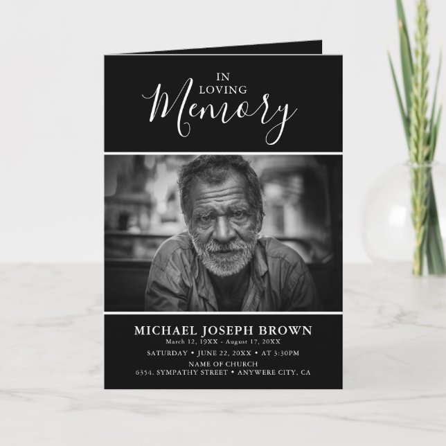 Simple Sympathy Photo Funeral Program Programme (Front)