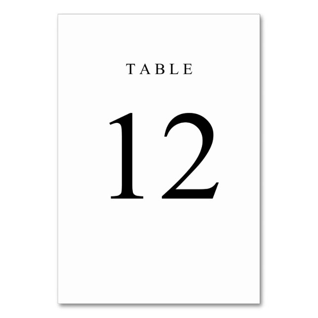 Simple Table Number - 12 (Front)