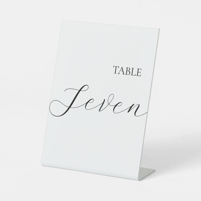 Simple Table Number Seven  Pedestal Sign (Front)