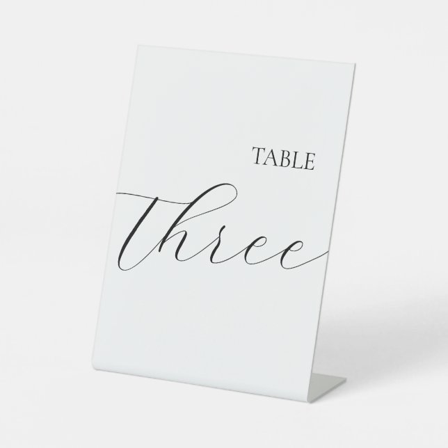 Simple Table Number Three  Pedestal Sign (Front)
