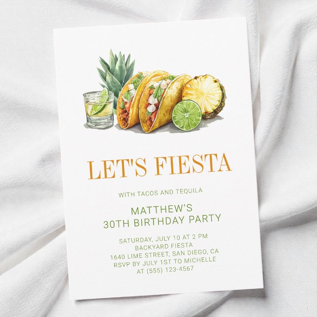 Simple Tacos Mexican Fiesta 30th Birthday Party Invitation (Simple Tacos Mexican Fiesta 30th Birthday Party Invitation)