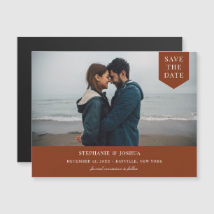 Simple Tag Photo Save The Date Rust Magnetic Invitation