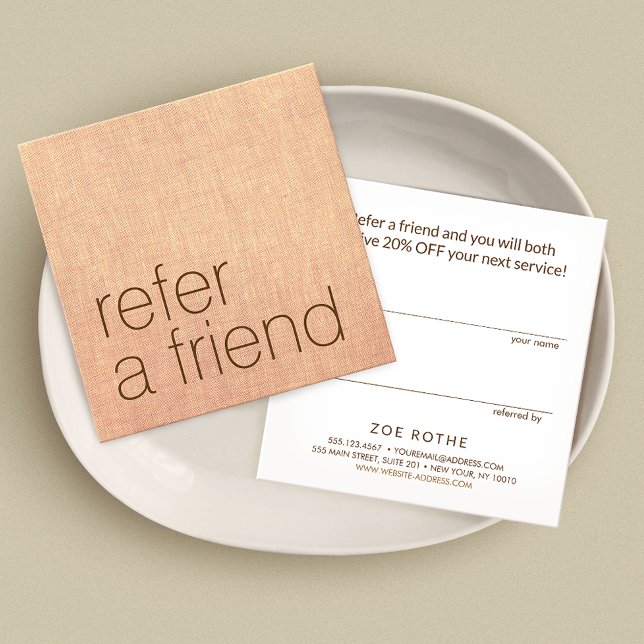Simple Tan beige Linen Customer Referral (Creator Uploaded)