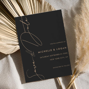 Simple Tan Black Modern Handwritten Script Save The Date