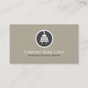 Simple Tan & Grey Electric Services Business Card
