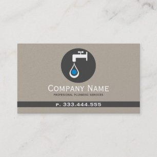 Simple Tan & Grey Plumbing Services Business Card