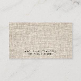Simple Tan Linen Look Minimal Elegant Professional Business Card