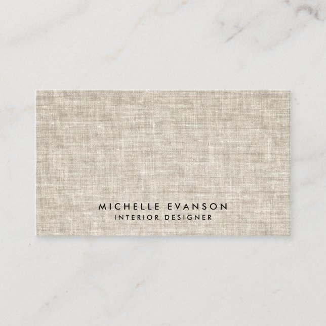 Simple Tan Linen Look Minimal Elegant Professional Business Card (Front)