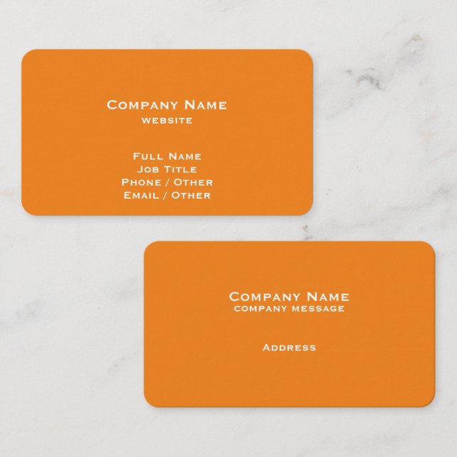 Simple Tangerine Orange Business Card (Front/Back)