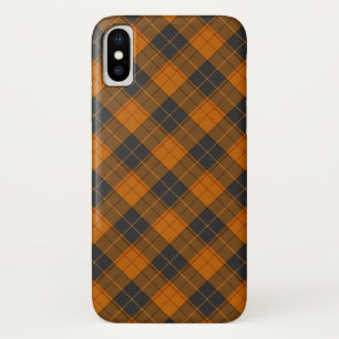 Simple tartan diagonal pattern in dark orange iPhone x case