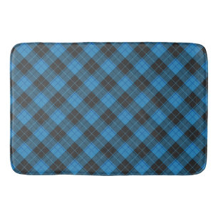 Simple Tartan Pattern in Dark Blue Bath Mat