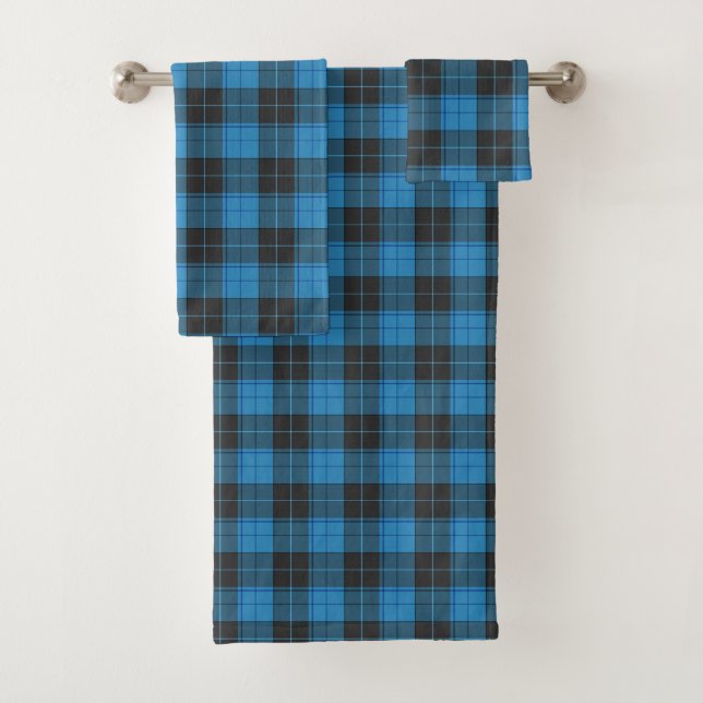 Simple Tartan Pattern in Dark Blue Bath Towel Set (Insitu)