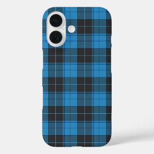 Simple Tartan Pattern in Dark Blue iPhone 16 Case
