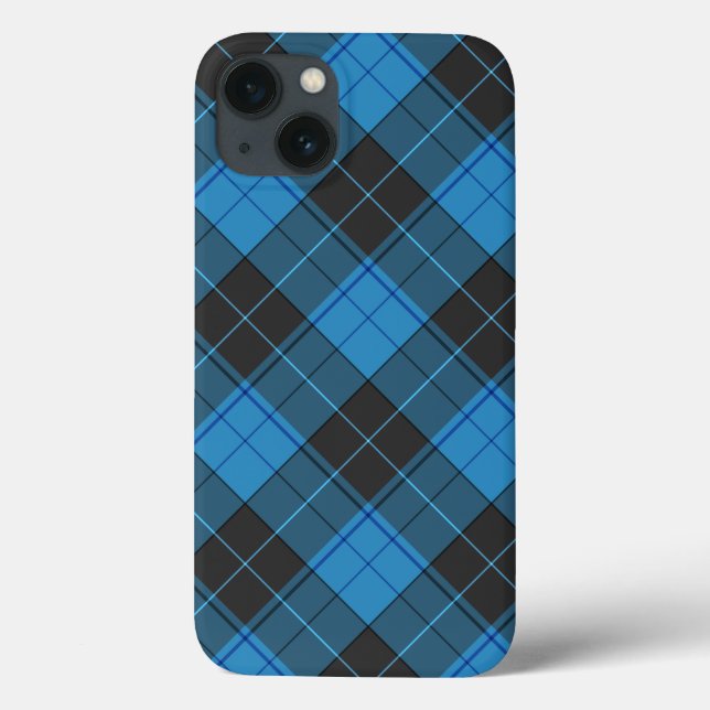 Simple Tartan Pattern in Dark Blue Case-Mate iPhone Case (Back)