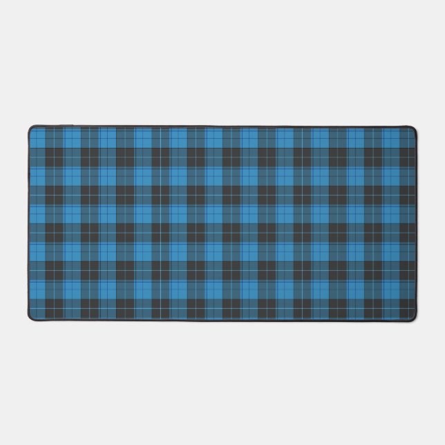Simple Tartan Pattern in Dark Blue Desk Mat (Front)