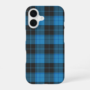 Simple Tartan Pattern in Dark Blue iPhone 16 Case