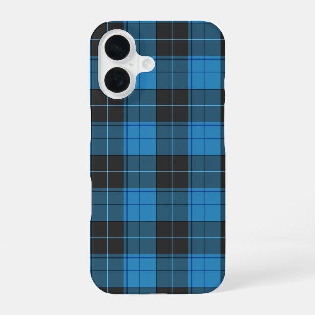 Simple Tartan Pattern in Dark Blue iPhone 16 Case (Back)