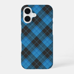 Simple Tartan Pattern in Dark Blue iPhone 16 Case