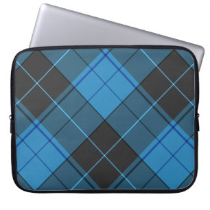 Simple Tartan Pattern in Dark Blue Laptop Sleeve