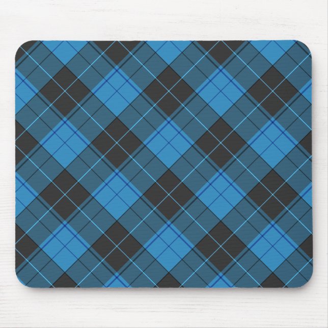 Simple Tartan Pattern in Dark Blue Mouse Mat (Front)