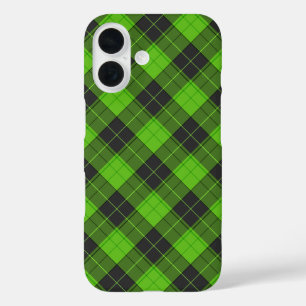 Simple tartan pattern in dark green diagonal iPhone 16 case
