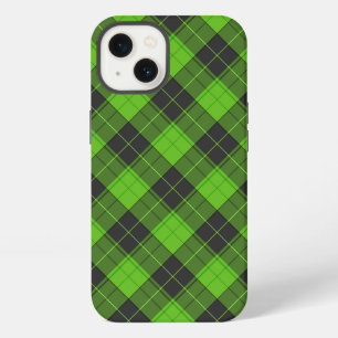 Simple tartan pattern in dark green diagonal iPhone 13 case
