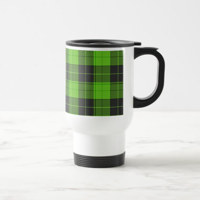 Simple tartan pattern in dark green travel mug (Right)