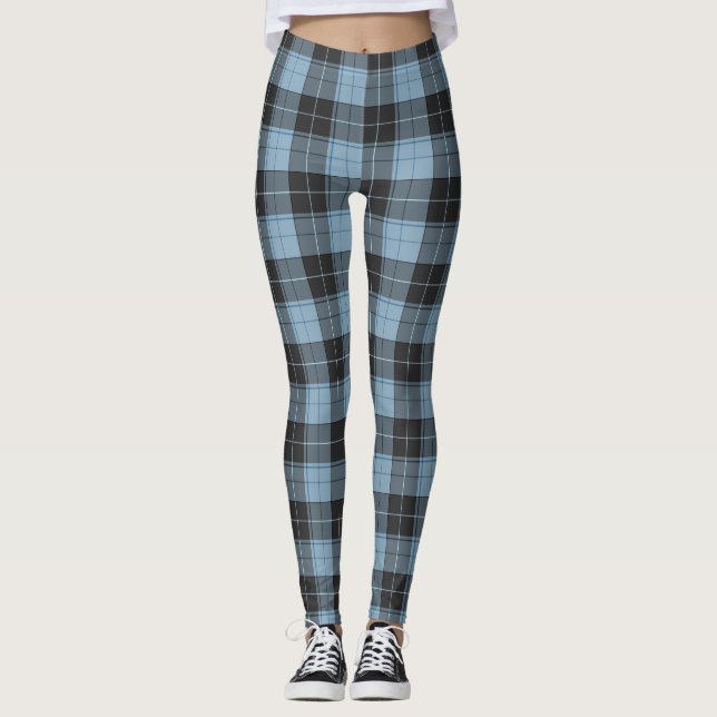 Simple tartan pattern in light blue leggings (Front)