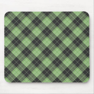 Simple tartan pattern in Light green Mouse Mat