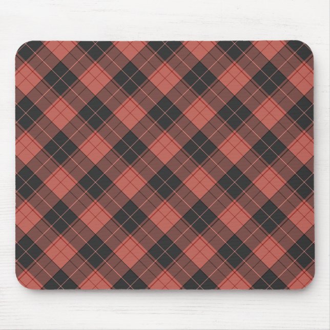 Simple tartan pattern in red mouse mat (Front)