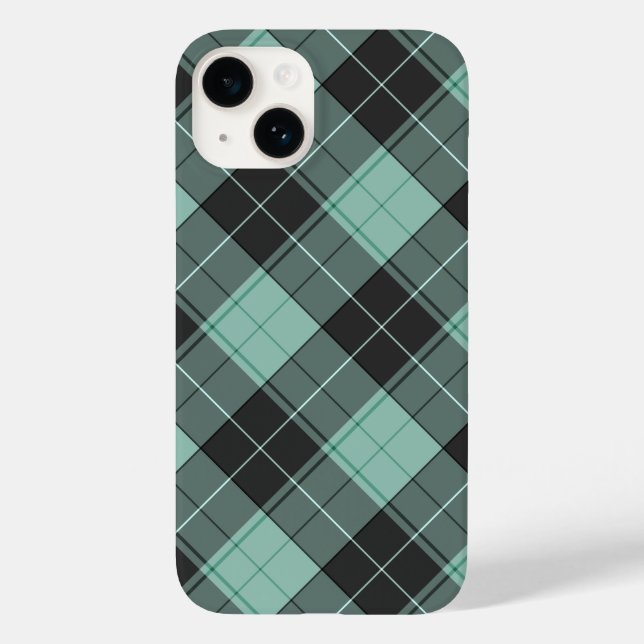 Simple tartan pattern in turquoise Case-Mate iPhon iPhone Case (Back)