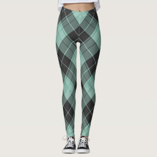 Simple tartan pattern in turquoise leggings