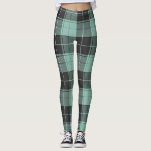 Simple tartan pattern in turquoise leggings