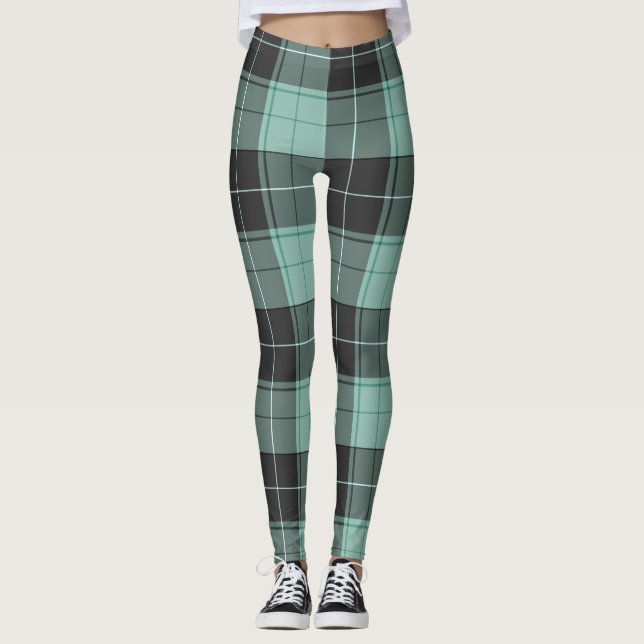 Simple tartan pattern in turquoise leggings (Front)