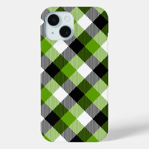 Simple Tartan Plaids Neon Green  iPhone 15 Case