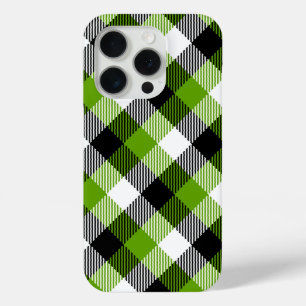Simple Tartan Plaids Neon Green  iPhone 15 Pro Case