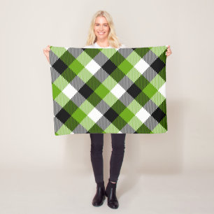 Simple Tartan Plaids Neon Green  Fleece Blanket