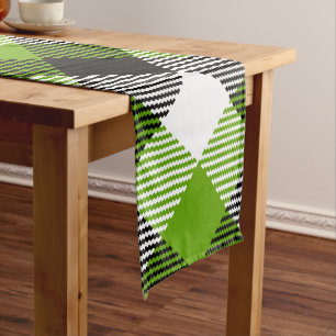 Simple Tartan Plaids Neon Green Long Table Runner