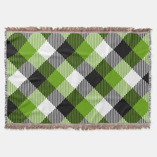Simple Tartan Plaids Neon Green Throw Blanket