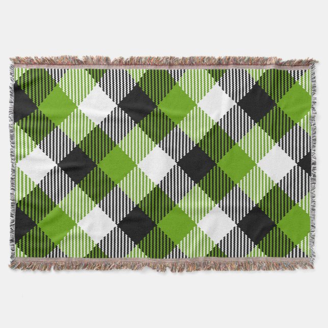 Simple Tartan Plaids Neon Green  Throw Blanket (Front)