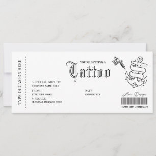 Simple Tattoo Get Inked Gift Card Voucher