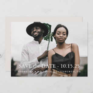 Simple Taupe Elegant One Photo Wedding Save The Date