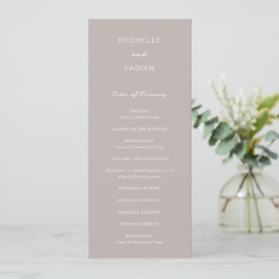 Simple Taupe Elegant Wedding Programme