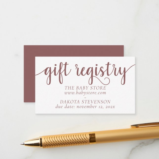 Simple Taupe Gift Registry | Desert Rose Any Event Enclosure Card (Front/Back In Situ)
