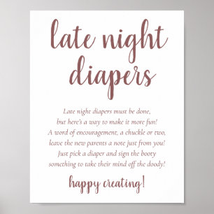 Simple Taupe Late Night Diapers   Desert Rose Poster