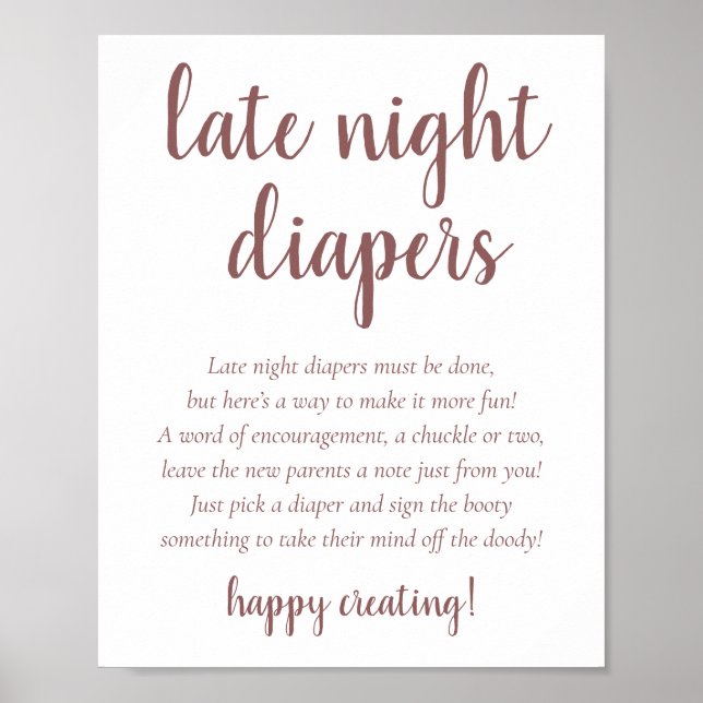 Simple Taupe Late Night Diapers | Desert Rose Poster (Front)