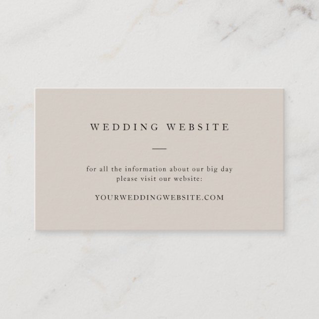 Simple Taupe Neutral Elegant Wedding Website  Enclosure Card (Front)