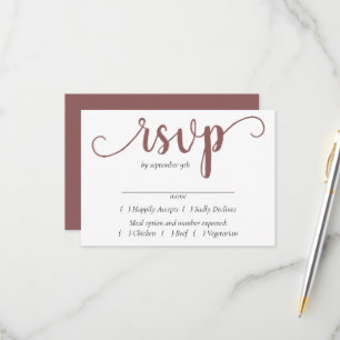 Simple Taupe Script Desert Rose Event Entree RSVP Card
