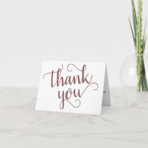Simple Taupe Script   Desert Rose Heart 2 Photo Thank You Card